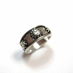 Anneau argent motifs soleil 