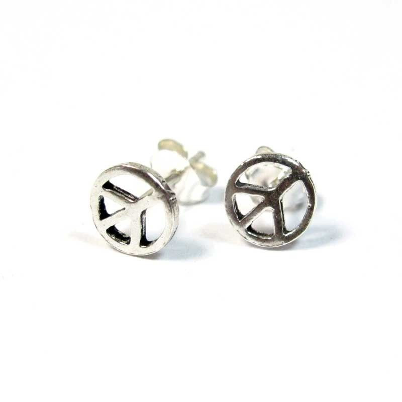 Clous d'oreilles argent peace and love 