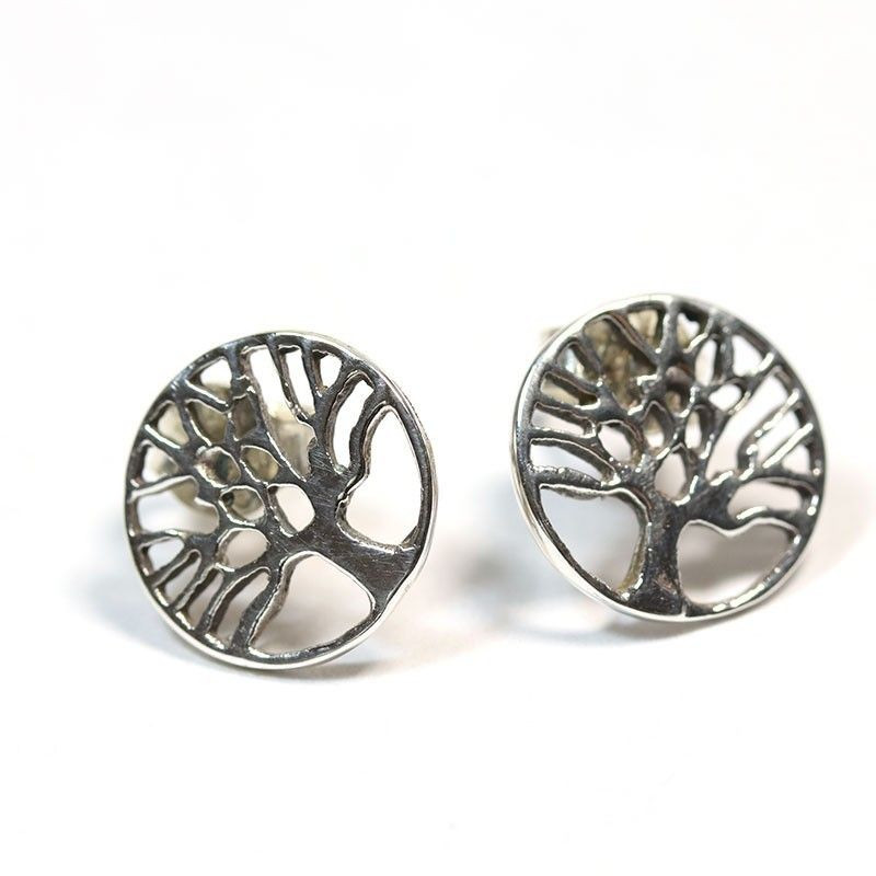 Clous d'oreille arbre de vie en argent