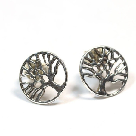Clous d'oreille arbre de vie en argent