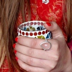 Bague fine et quartz rose -...