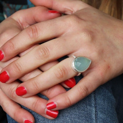 Bague argent et fluorite T51