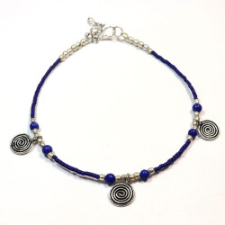 Chaine de cheville bleue et...
