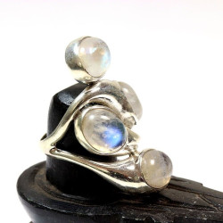 Bague allongée argent et...