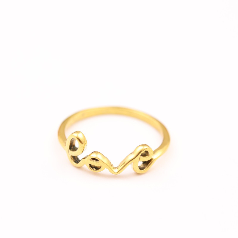 Bague fine love dorée - Mosaik bijoux indiens