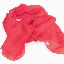 Foulard rouge fin en soie -...