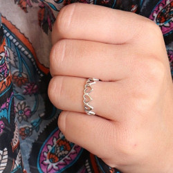Bague argent fine petits cœurs