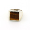 Bague argent homme et oeil de tigre - Mosaik bijoux indiens