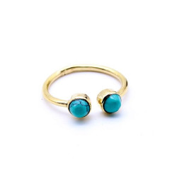 Bague 2 turquoise en laiton...