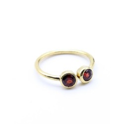 Bague laiton 2 grenats -...