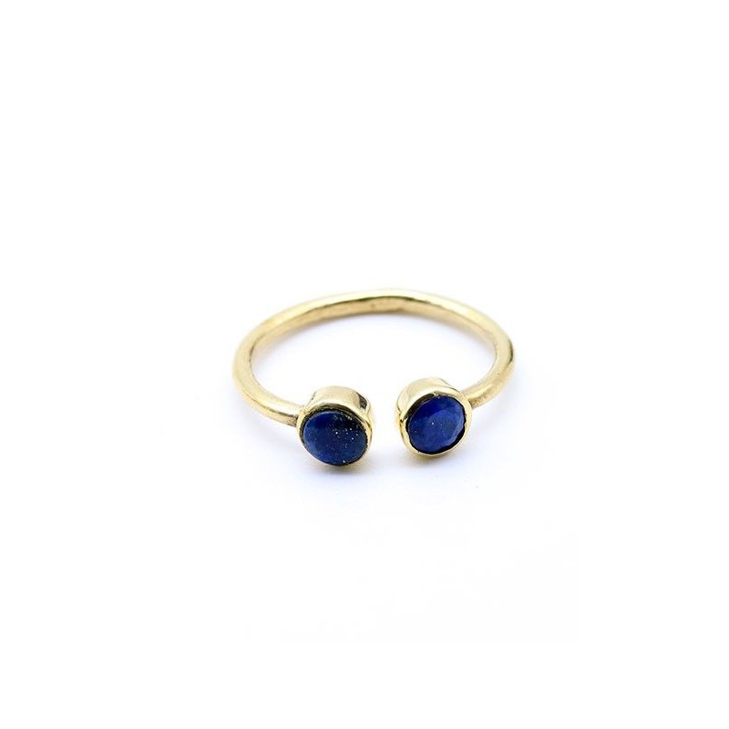 Bague laiton 2 lapis lazuli - Mosaik bijoux indiens Bague laiton 2 lapis lazuli - Mosaik bijoux indiens