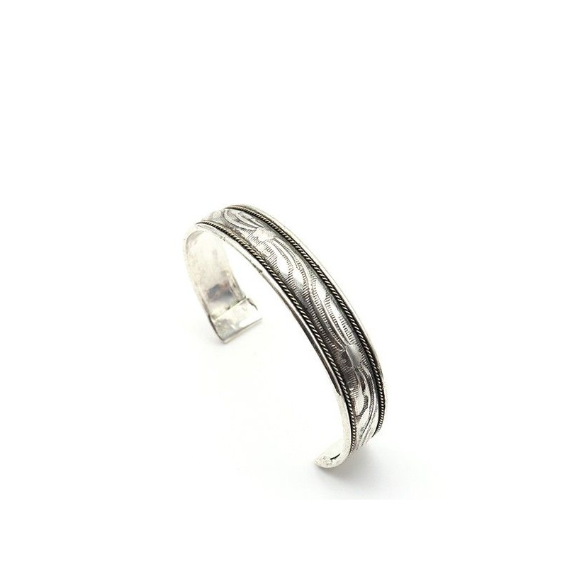 Bracelet fin argenté travaillé - Mosaik bijoux indiens