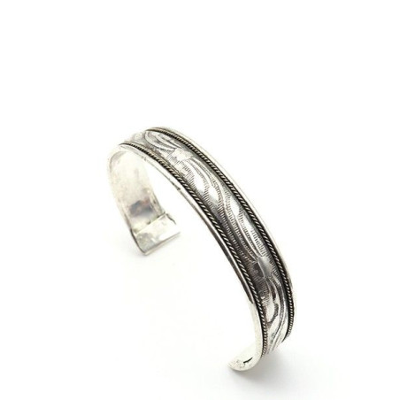 Bracelet fin argenté travaillé - Mosaik bijoux indiens