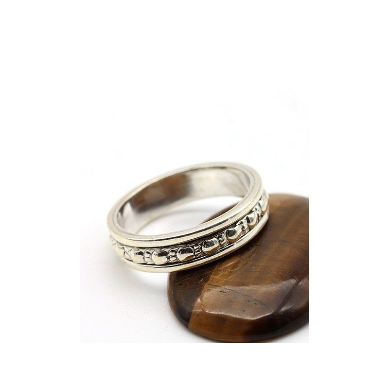 Bague anti-stress en argent travaillée - Mosaik bijoux indiens Bague anti-stress en argent travaillée - Mosaik bijoux indiens