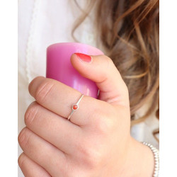 Bague argent et corail rond...