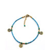 Chaîne de cheville dorée et perles turquoises - Mosaik bijoux indiens