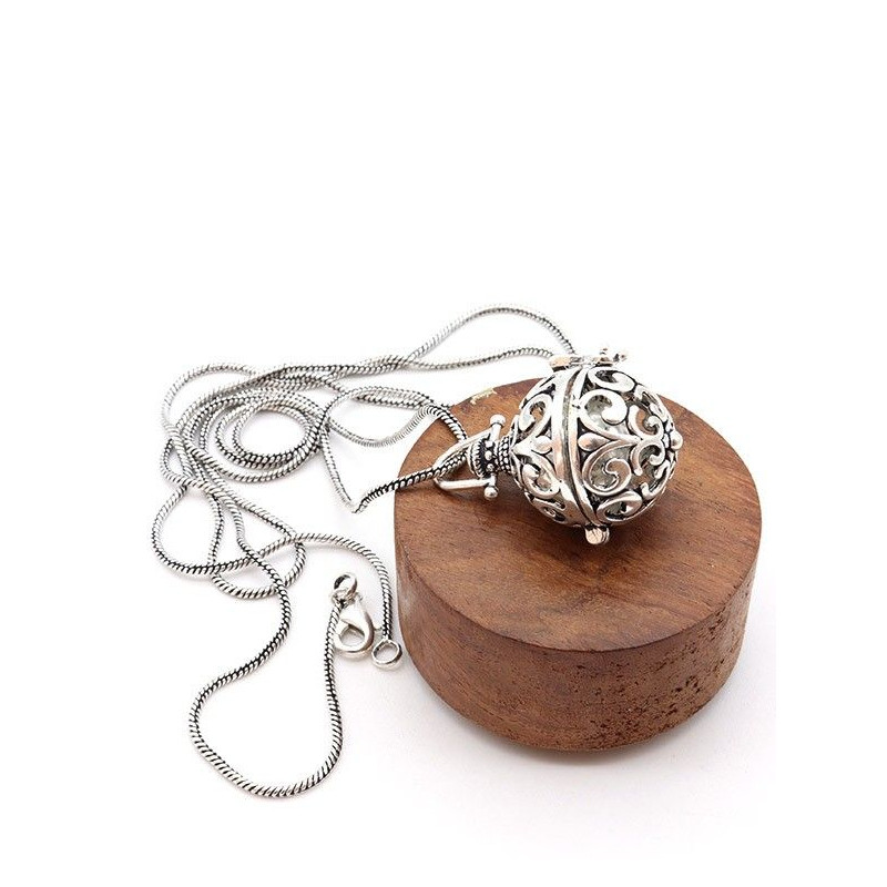 Bola grossesse argenté et motifs ethniques - Mosaik bijoux indiens