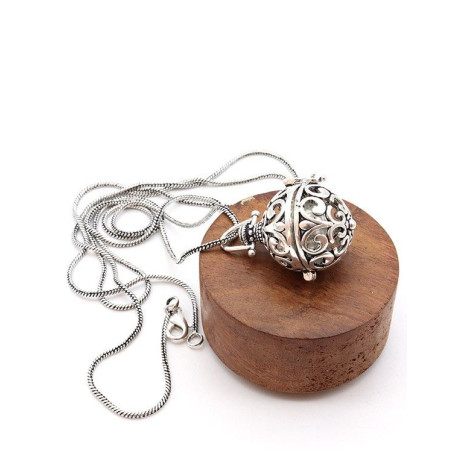 Bola grossesse argenté et motifs ethniques - Mosaik bijoux indiens