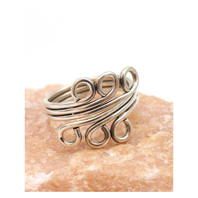 Bague de pied en argent à volutes - Mosaik bijoux indiens