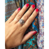 Bague ethnique en argent uni - Mosaik bijoux indiens