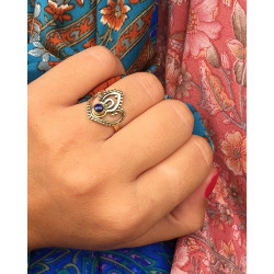 Bague dorée en laiton et...