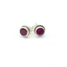 Clous d'oreilles argent ronds et rubis indien Mosaik Bijoux Indiens - 1