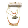 Collier 3 rangs perles et pompons roses - Mosaik bijoux indiens