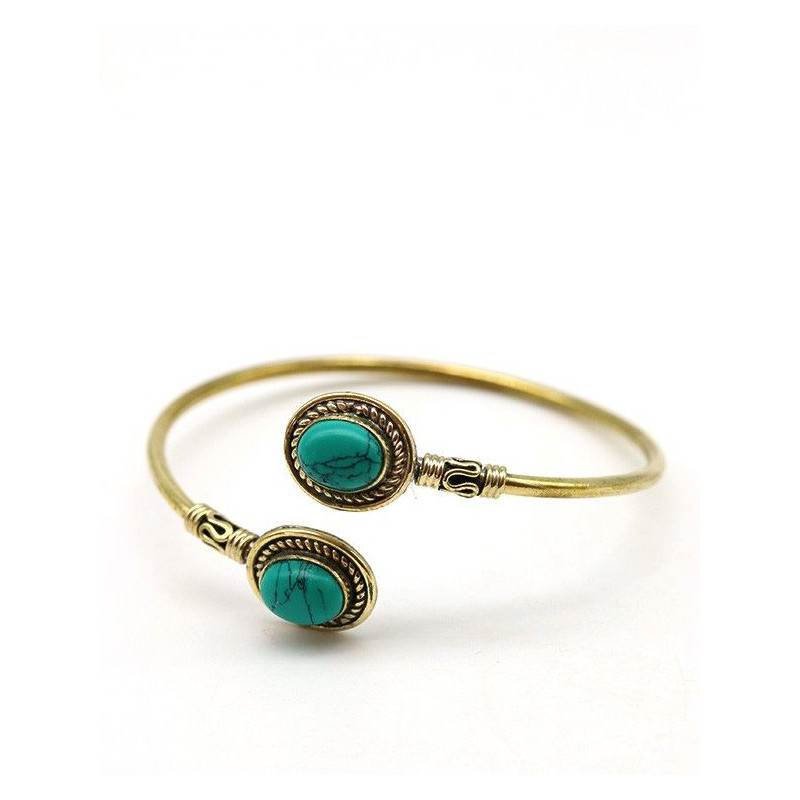 Bracelet doré et turquoises - Mosaik bijoux indiens