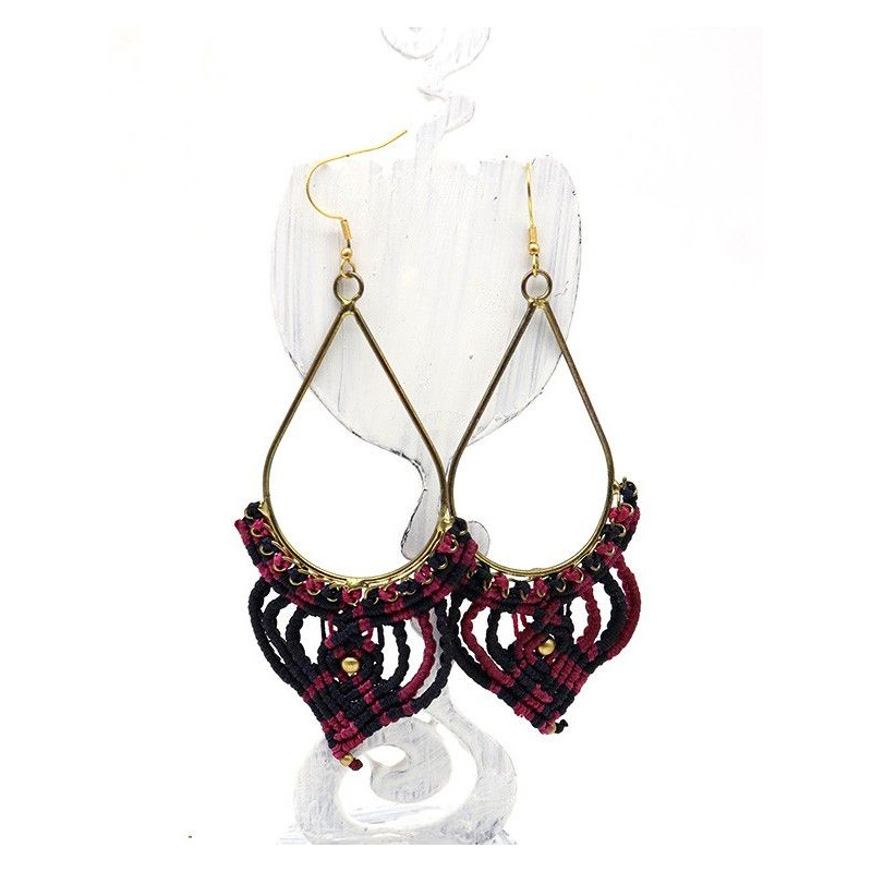 Boucles d'oreilles macramé ethniques - Mosaik bijoux indiens