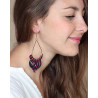 Boucles pendantes macramé roses et noires - Mosaik bijoux indiens