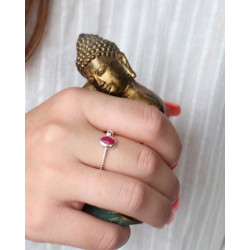 Bague en argent et rubis indien rose - Mosaik bijoux indiens