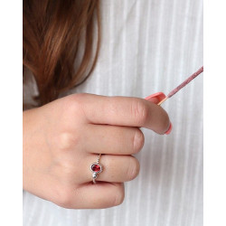 Bague en argent et Grenat -...