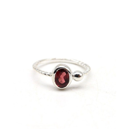 Bague en argent fine et grenat - Mosaik bijoux indiens