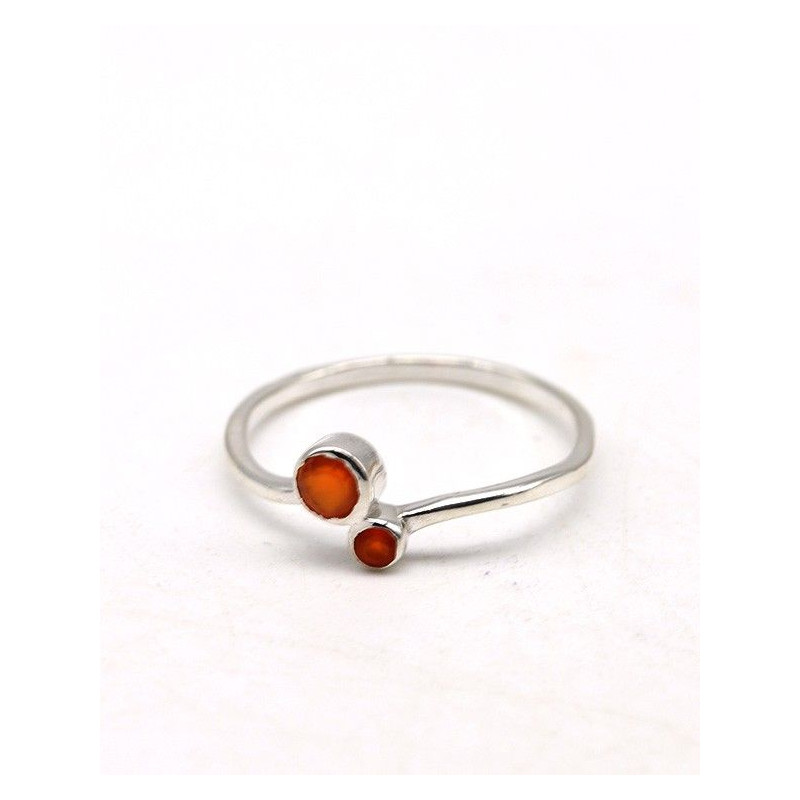 Bague argent fine et Cornalines - Mosaik bijoux indiens