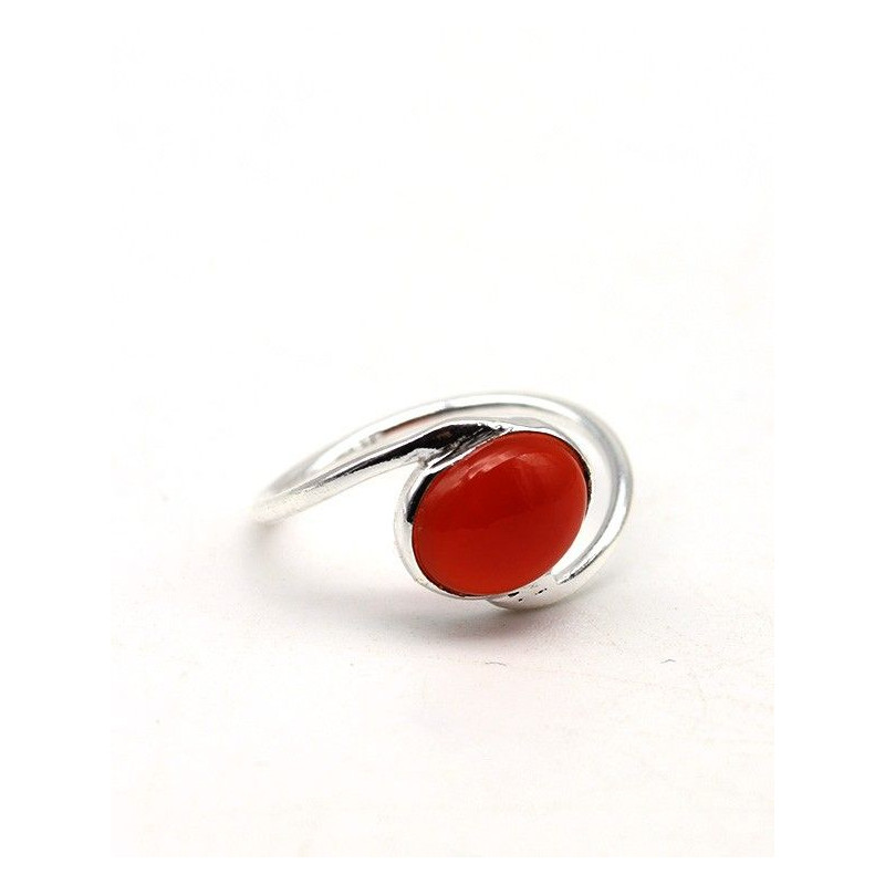 Bague en argent et cornaline - Mosaik bijoux indiens Bague en argent et cornaline - Mosaik bijoux indiens