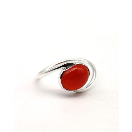 Bague en argent et cornaline - Mosaik bijoux indiens