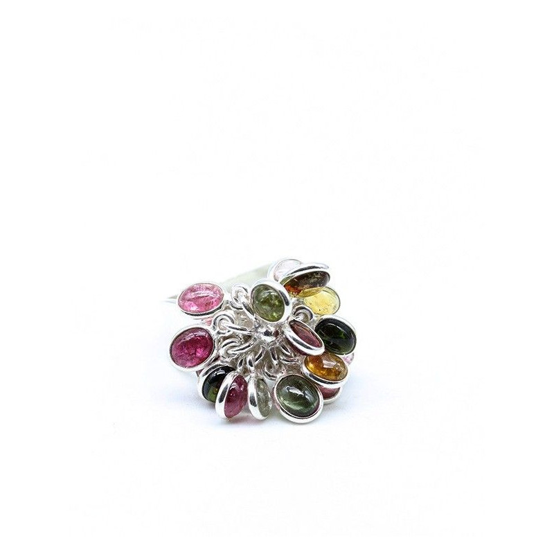 Bague argent et pierres naturelles - Mosaik bijoux indiens