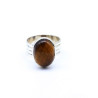 Bague en argent épaisse et Oeil de tigre - Mosaik bijoux indiens