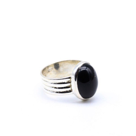 Grosse bague en argent et Onyx - Mosaik bijoux indiens