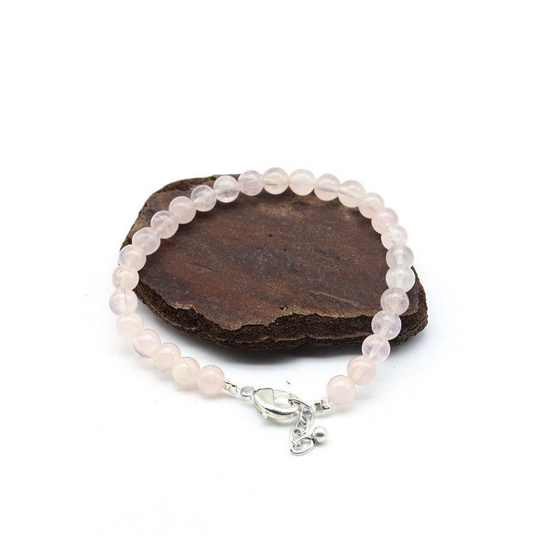 Bracelet quartz rose perle ronde - Mosaik bijoux indiens