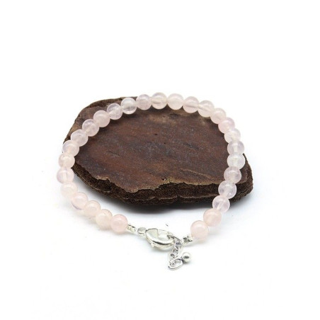 Bracelet quartz rose perle ronde - Mosaik bijoux indiens
