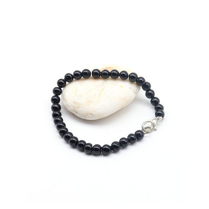 Bracelet onyx noir perles rondes - Mosaik bijoux indiens