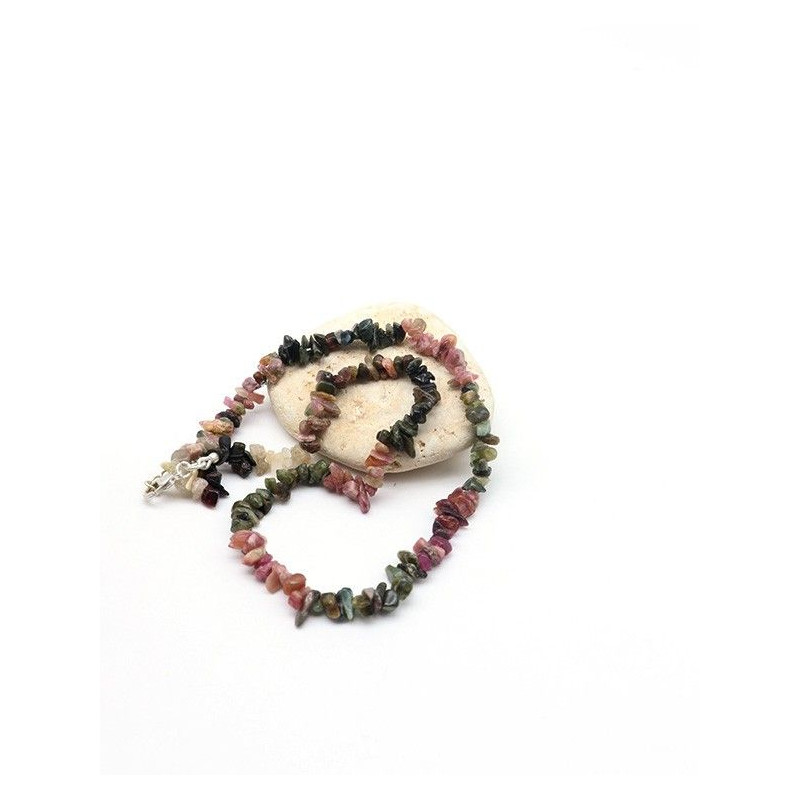 Collier tourmaline naturelle en pierres concassées - Mosaik bijoux indiens Collier tourmaline naturelle en pierres concassées - Mosaik bijoux indiens
