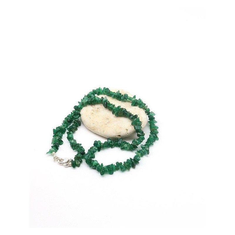 Collier agate verte naturelle en pierres concassées - Mosaik bijoux indiens