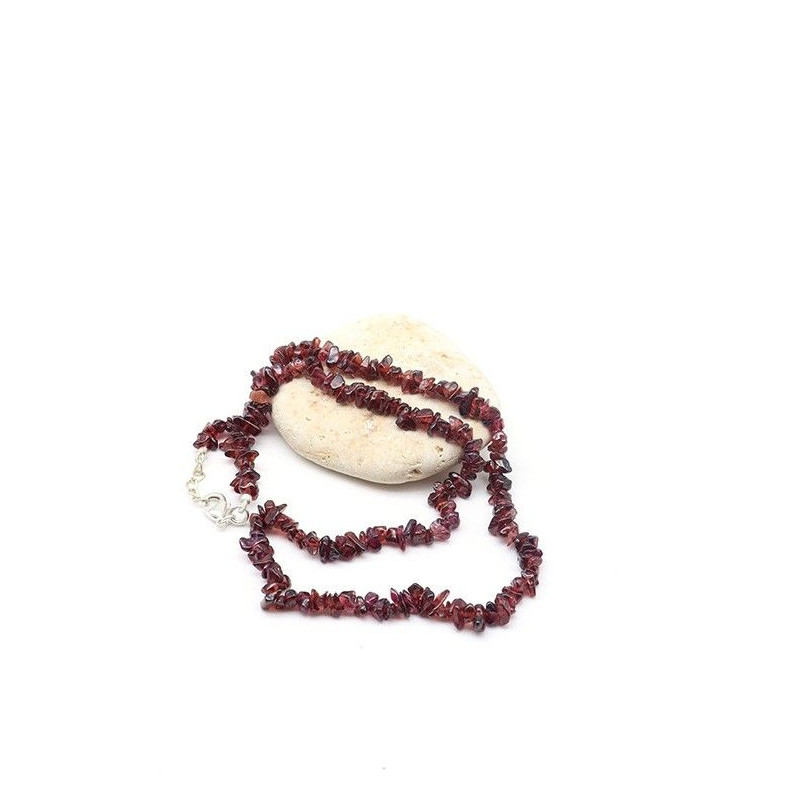 Collier grenat naturel en pierres concassées - Mosaik bijoux indiens