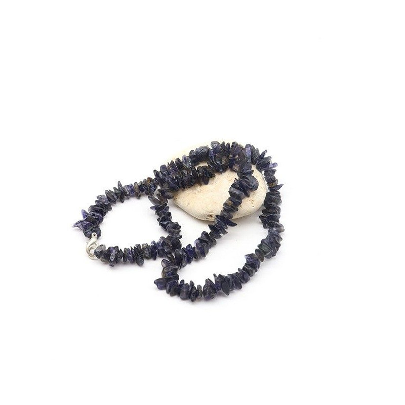 Collier iolite naturelle et pierres concassées - Mosaik bijoux indiens Collier iolite naturelle et pierres concassées - Mosaik bijoux indiens