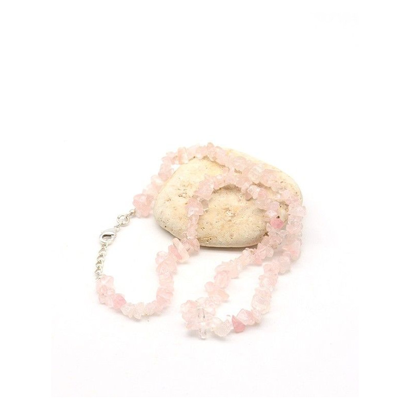 Collier quartz rose naturel en pierres concassées - Mosaik bijoux indiens Collier quartz rose naturel en pierres concassées - Mosaik bijoux indiens