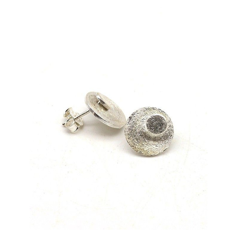 Pucesd'oreilles argent brossé Mosaik Bijoux Indiens - 1 Pucesd'oreilles argent brossé Mosaik Bijoux Indiens - 1