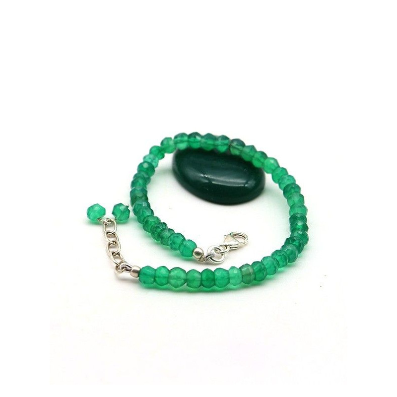 Bracelet agate verte pierres taillées - Mosaik bijoux indiens Bracelet agate verte pierres taillées - Mosaik bijoux indiens