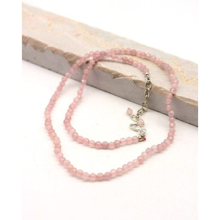 Collier quartz rose pierres taillées  - Mosaik bijoux indiens